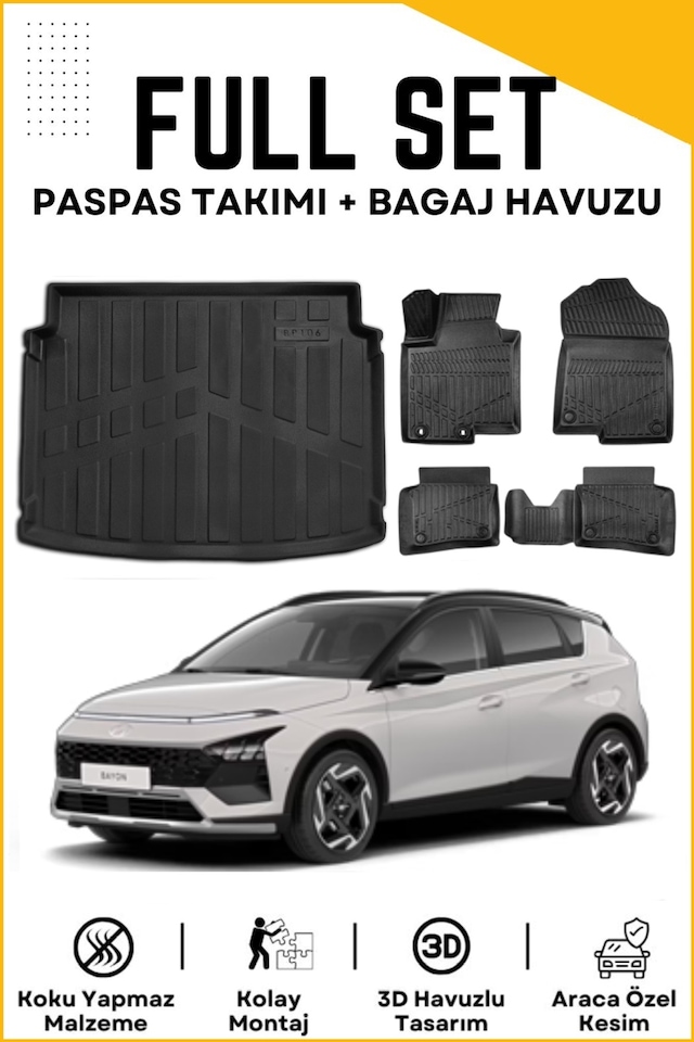 Hyundai Bayon 2025 Model Birebir Uyumlu Bagaj Havuzu+paspas Seti