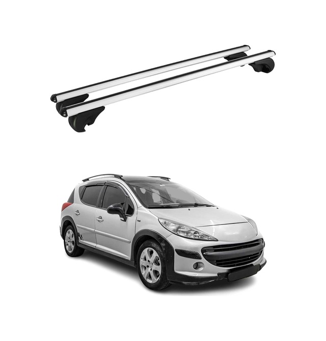 Peugeot 207 Station Wagon 2006-2012 Arası Uyumlu Port Bagaj Taşıyıcı Ara Atkı Alüminyum Gümüş 2 Parça
