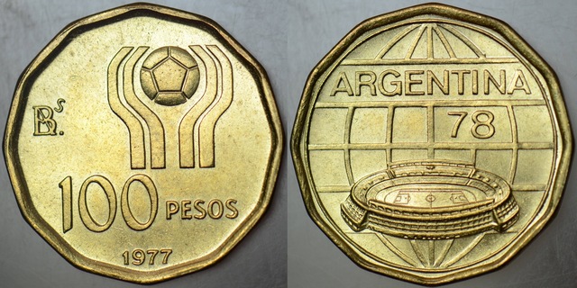 Arjantin 100 Peso 1977 Hatıra-1978 Dünya Futbol Şampiyonası. Çil -