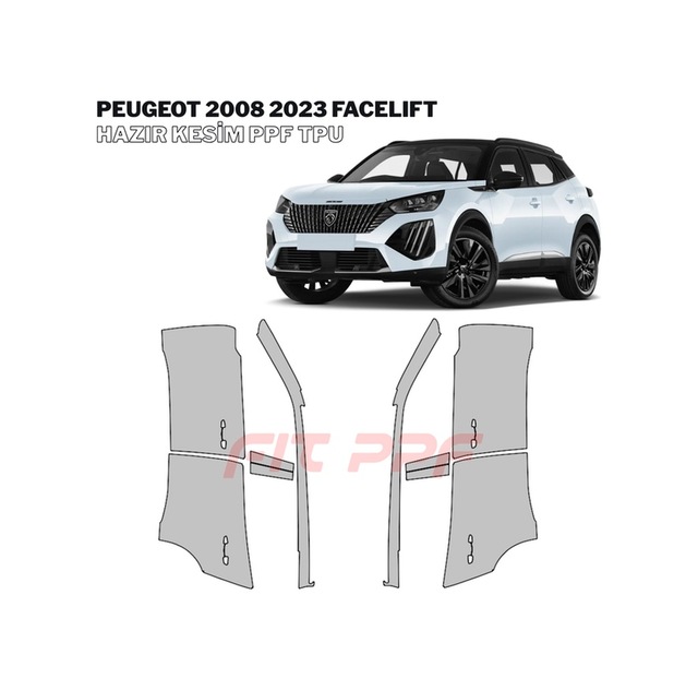 Peugeot 2008 - 2023 Facelıft 210 Mikron Premium Tpu Ppf Kaplama Seti-orta Grup