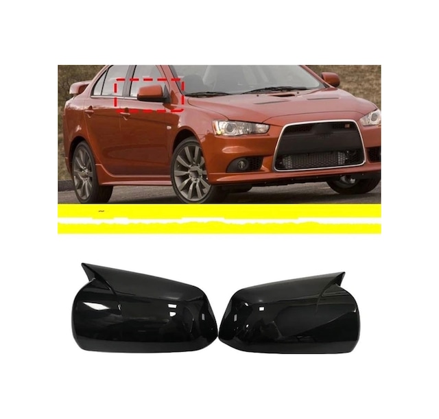 Mitsubishi Lancer 2008-2012 Uyumlu Yarasa Ayna Kapağı Pianoblack İthal Abs Plastik A+ Kalite