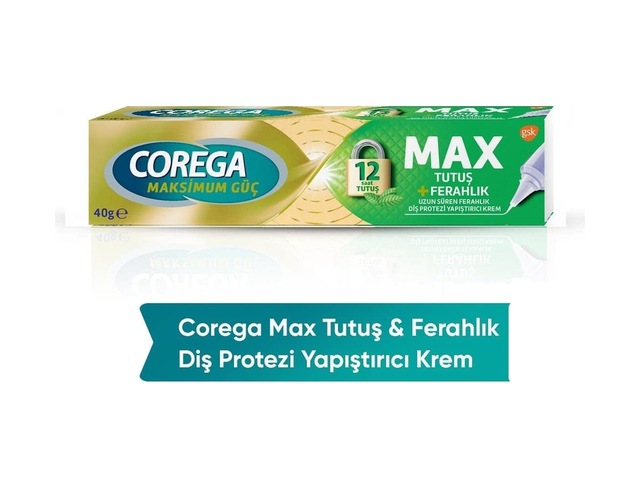 Corega Max Tutuş &amp Ferahlık Diş Protezi Yapıştırıcı Krem 40 G