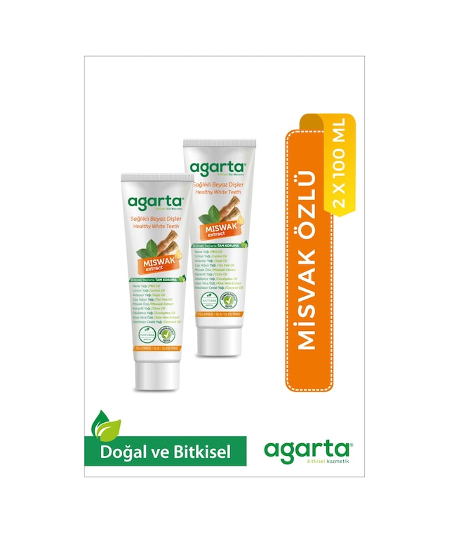 Agarta Doğal Misvak Özlü Diş Macunu 2 x 100 ML