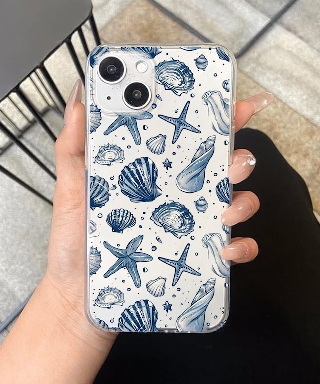 Iphone 14 Plus/15 Plus İle Uyumlu Uv Baskılı Şeffaf Telefon Kılıfı Premium Malzeme Ve Desen Kalitesi Pöfüdü01 Denizkabuku