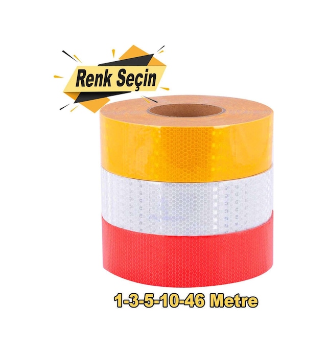 Reflektörlü Reflektif Fosforlu Şerit Bant Bandı 1-5-10 Metre Seç