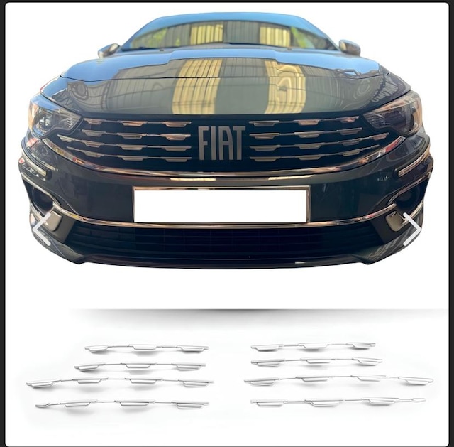 Fiat Egea Krom Ön Panjur 2021 Üzeri Uyumlu 8 Parça Makyajlı Kasa