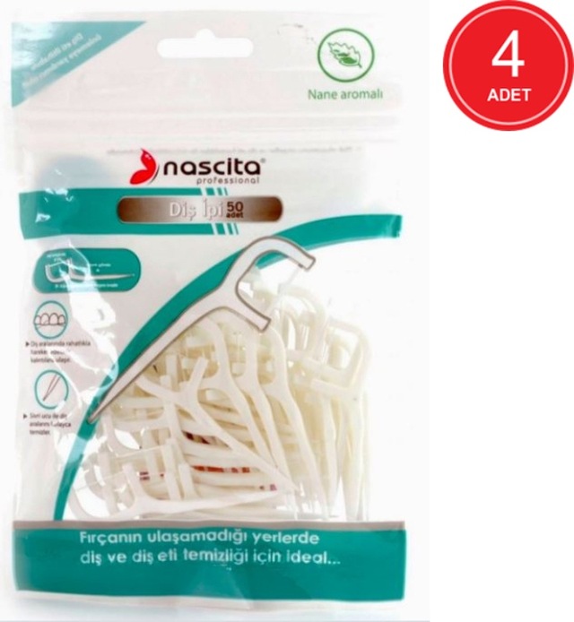 Nascita Kürdanlı Nane Aromalı Diş İpi 50'li x 4 Paket