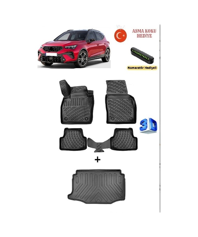 Rizline Seat Arona 2017 Sonrası Uyumlu 3d Havuzlu Paspas Ve Alt Bagaj Havuzu Seti Asma Koku Ve Numaratör Hediyeli