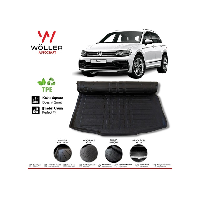Volkswagen Tiguan Bagaj Havuzu 2016 2022 3D Wöller Ultralflex Stepneli Bagaj