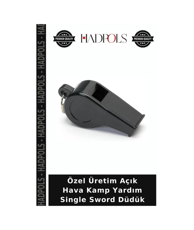 Hadpols Özel Üretim Açık Hava Kamp Yardım Single Sword Düdük Siyah