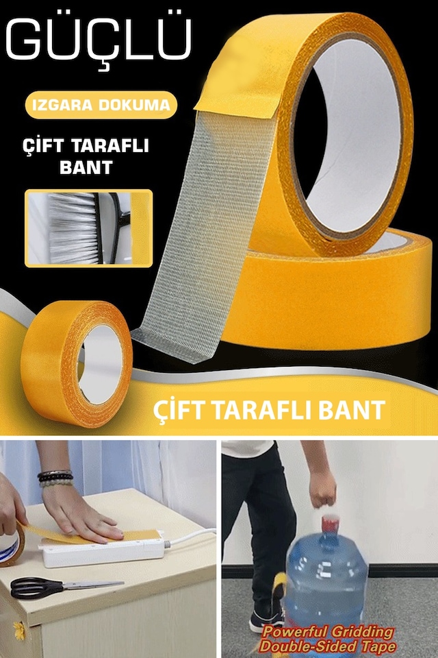 TechnoSmart 5cm X 5mt Çift Taraflı Izgara Bant Nano Teknolojili Süper Güçlü Bant ExtraGüçlü Taşıyıcı