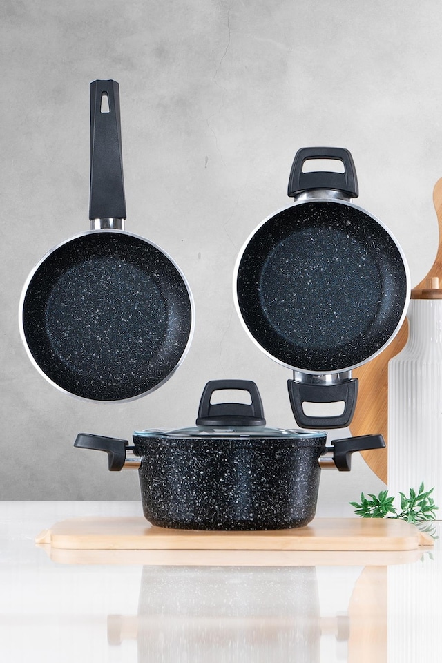 Acar Easy Cook 4 Parça Granit Tencere Takımı Mavi Xkt-21-0397/4