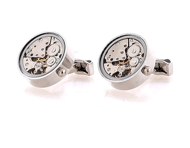 Omark Cotton Watch Silver Saat Mekanizmalı Kol Düğmesi Abgwy365
