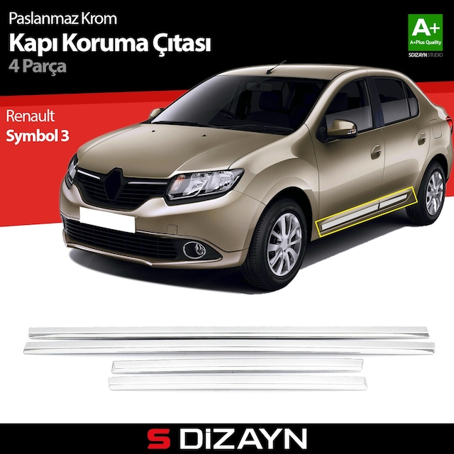 S-Dizayn Renault Symbol 3 Kapı Koruma Çıtası Krom 2013 Üzeri