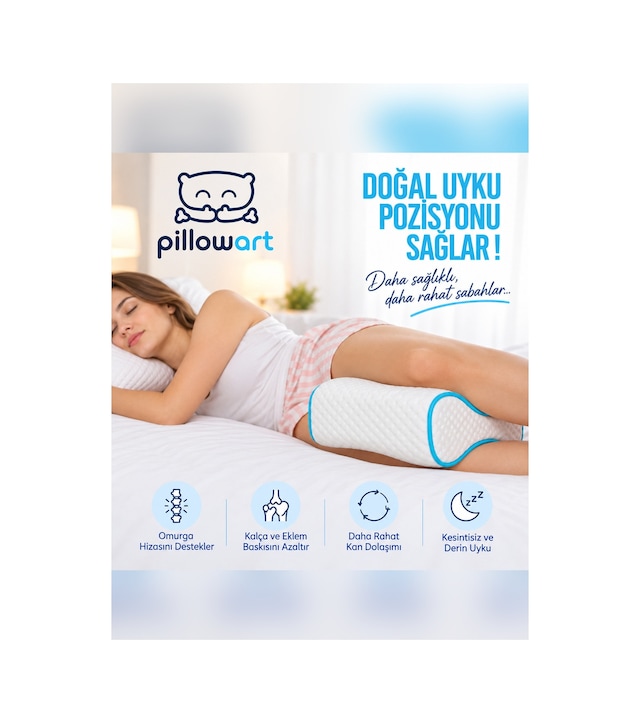 Ortopedik Bacak Arası Destek Yastığı Memory Foam Visco Yan Yatış Minderi