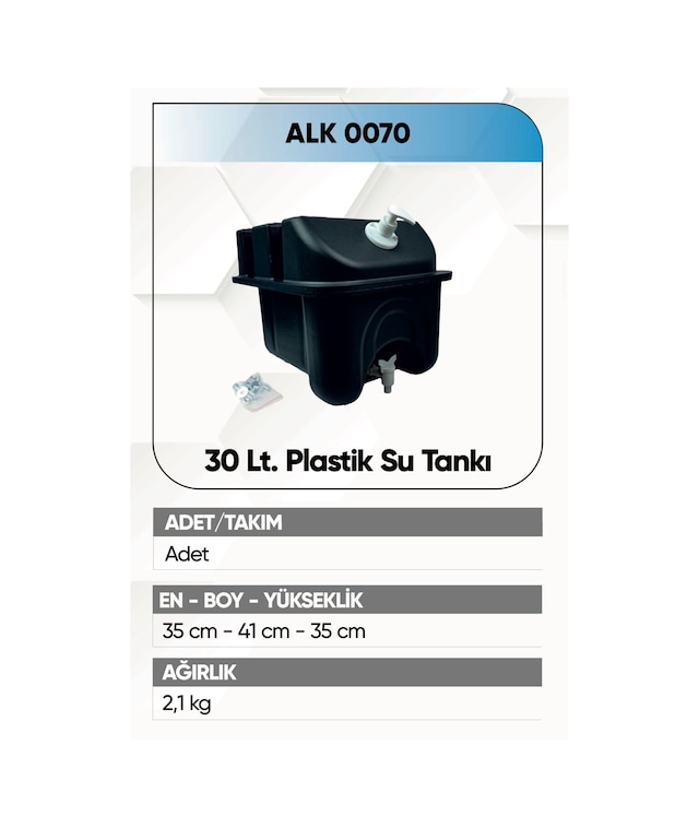 Alkotek Dorse 30 Lt.su Tankı Plastik Siyah