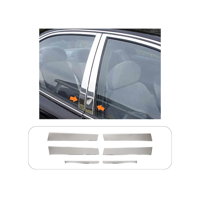 Opel Vectra C Uyumlu 2002-2008 Krom Kapı Direği 6 Parça Paslanmaz Çelik