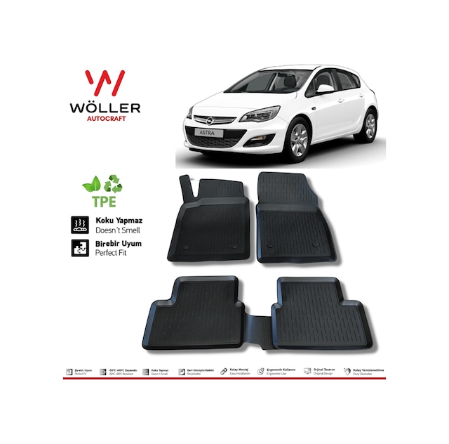 Opel Astra J Hb Paspas 2010 2015 Arası 3D Havuzlu Wöller Paspas