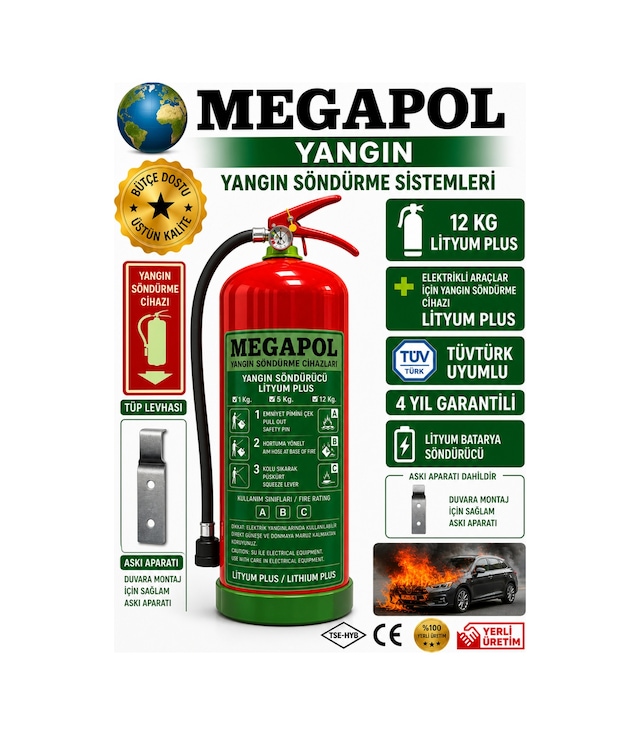 Lıtyum Plus 12 Kg Elektrık Batarya Yangın Söndürme Cıhazı, Elektrik Araç Söndürücü