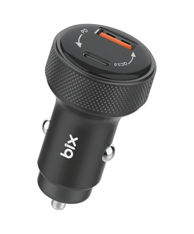 Bix Bxacp48w 48w Çift Portlu Type-c Ve Usb-a Dijital Göstergeli Araç İçi Hızlı Şarj Cihazı Siyah