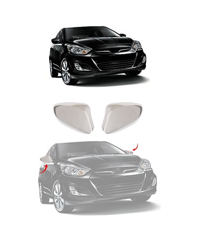 Hyundai Accent Blue Uyumlu 2011-2016 Krom Ayna Kapağı (Sinyalsiz) 2 Parça Paslanmaz Çelik
