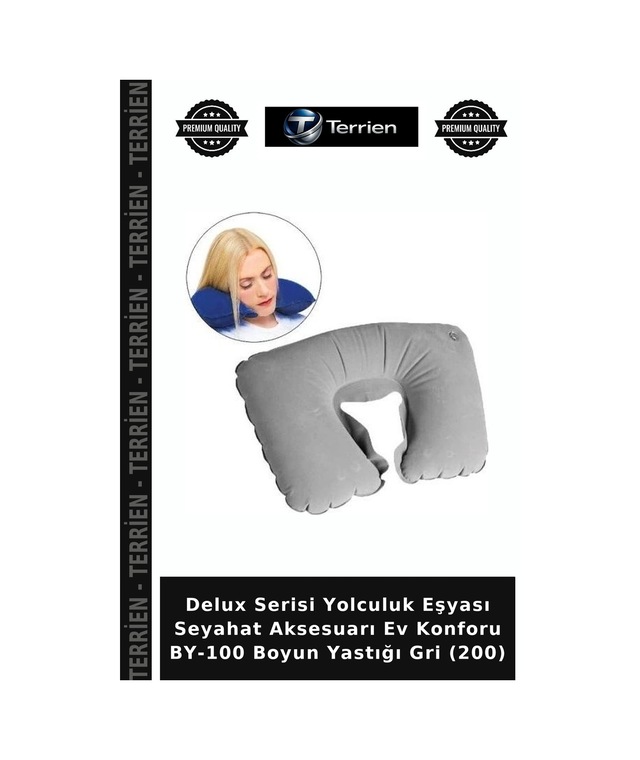 Delux Serisi Yolculuk Eşyası Seyahat Aksesuarı Ev Konforu By-100 Boyun Yastığı Gri 200