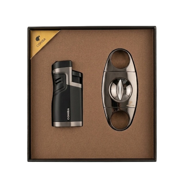 Cohiba 4 Torch Siyah Çakmak Siyah V Kesici İkili Puro Seti Tr9840
