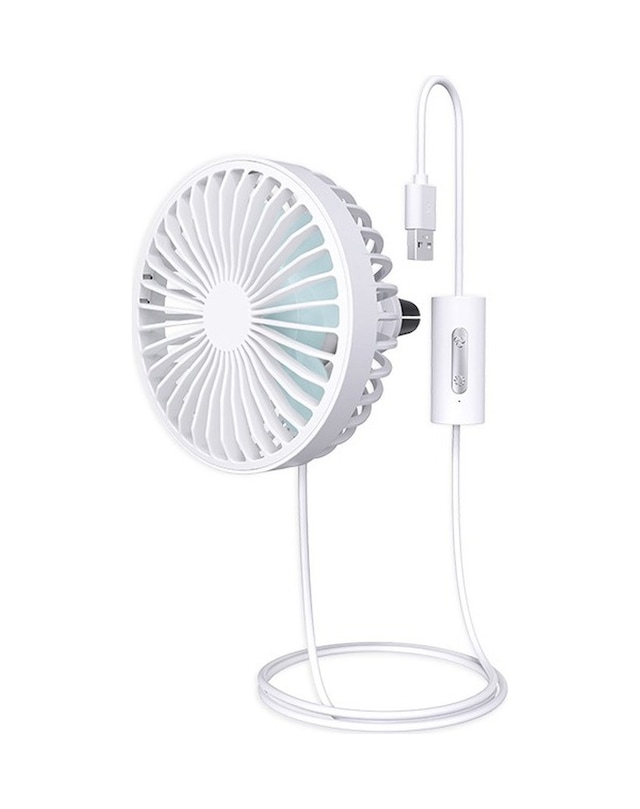 Araç Oto Havalandırma Taşınabilir 3 Kademe Işıklı Fan Vantilatör F829 Beyaz