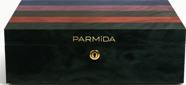 Parmida Çizgi Desenli Ahşap Sedir Humidor Puro Kutusu