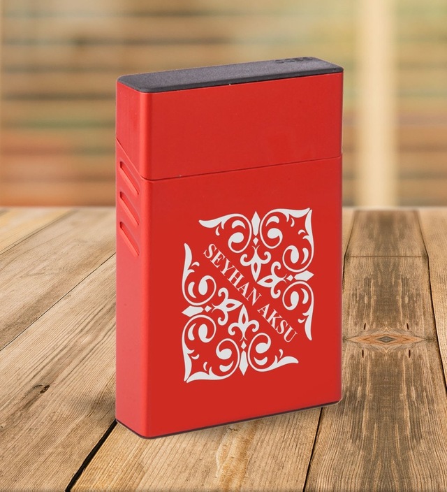 Bk Gift Kişiye Özel Kırmızı Slim Boy Metal Sigara Kutusu-10 Siyah