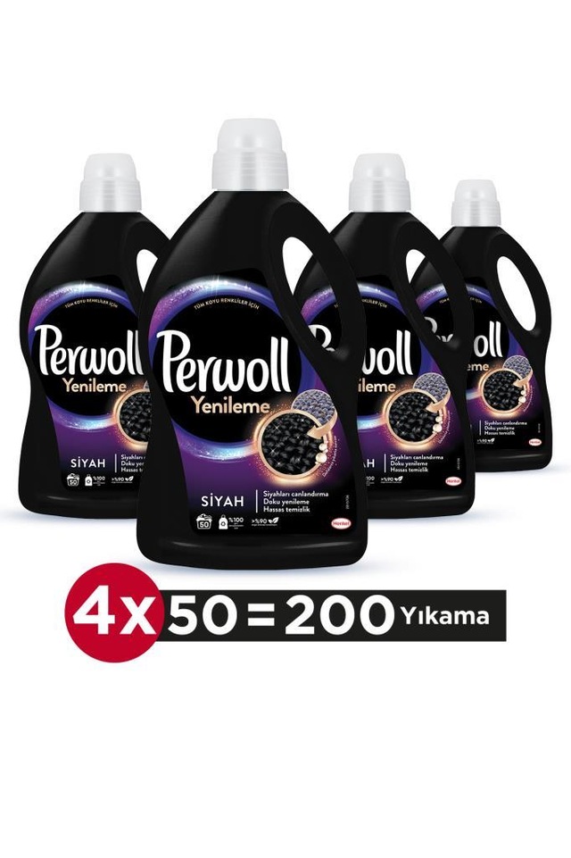 Perwoll Hassas Bakım Sıvı Çamaşır Deterjanı Siyah Yenileme 4 x 2970 ML 200 Yıkama