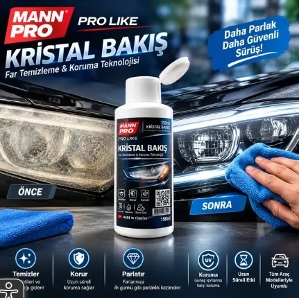 Mann Pro-kararmış Farları 50 Saniyede İçinde Yenileyen Nano Kristal Sıvı 150 Ml 1