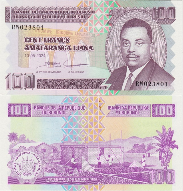 Burundi 100 Frank 2024 Çil.