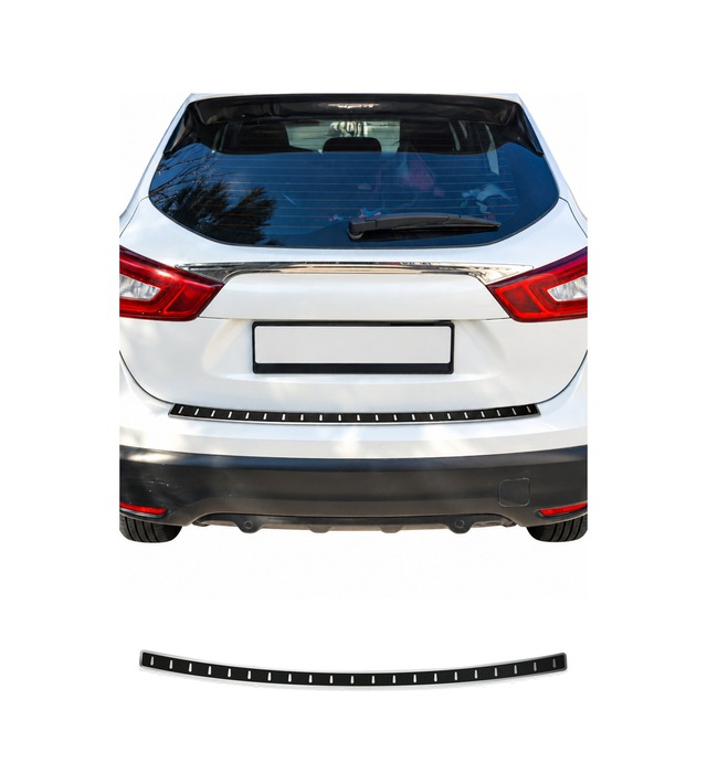 Nissan Qashqai J11 2013-2017 Uyumlu Arka Tampon Eşiği Krom-karbon Folyolu