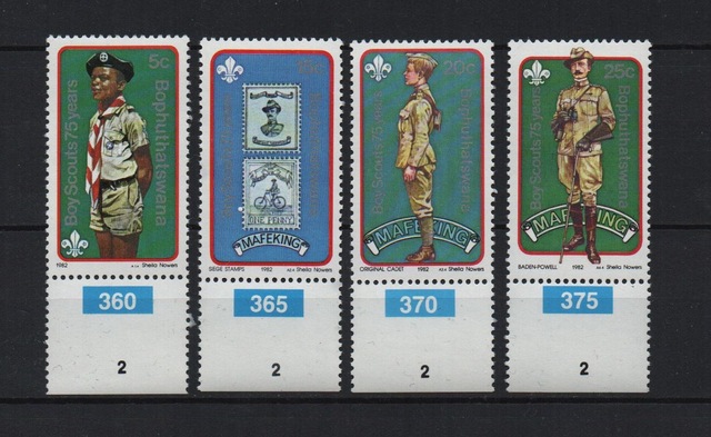 Güney Afrika Bophuthatswana 1982 Robert Baden-powell'ın 1857-1941 Doğumunun 125. Yıldönümü Tam Seri Lt0023b Teşhir Ürün