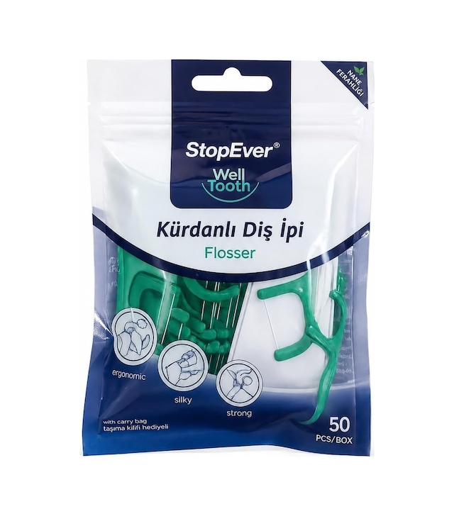 Tr Stopever Well Tooth Kürdanlı Diş İpi Flosser 50'li Paket