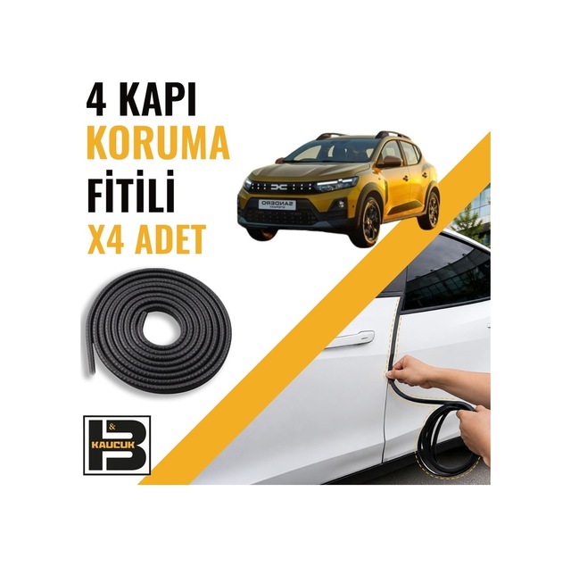 Dacia Sandero 3.nesil Kapı Koruma Fitili-4 Kapı-siyah-bm2199