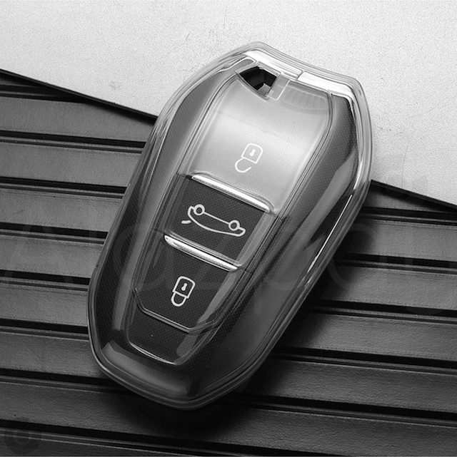 Peugeot 208 308 508 3008 5008 & Opel & Citroen & Toyota & Ds Şeffaf Tpu Anahtar Kılıfı Beyaz