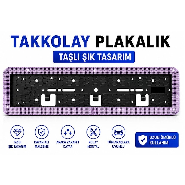 Plakalık Takkolay Taşlı Mor 1 Adet Plakalık