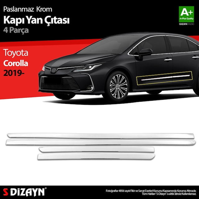 S-dizayn Toyota Corolla Uyumlu Krom Kapı Yan Çıtası 4 Prç 2019 Üzeri