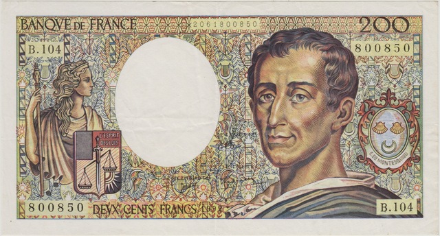 Fransa 200 Frank 1992 Montesquıeu Çok Çok Temiz.