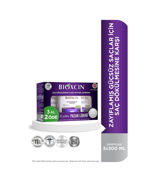 Bioxcin Saç Dökülmesine Karşı Siyah Sarımsak 300 ml 3 Al 2 Öde Şampuan