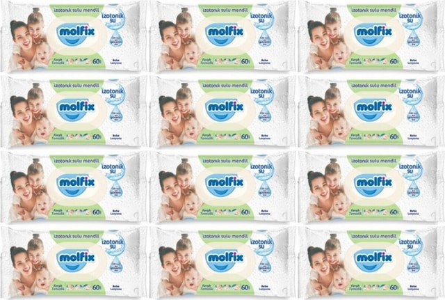 Molfix Izotonik Sulu Islak Mendil Ferah Temizlik 60 Lı 12 Adet