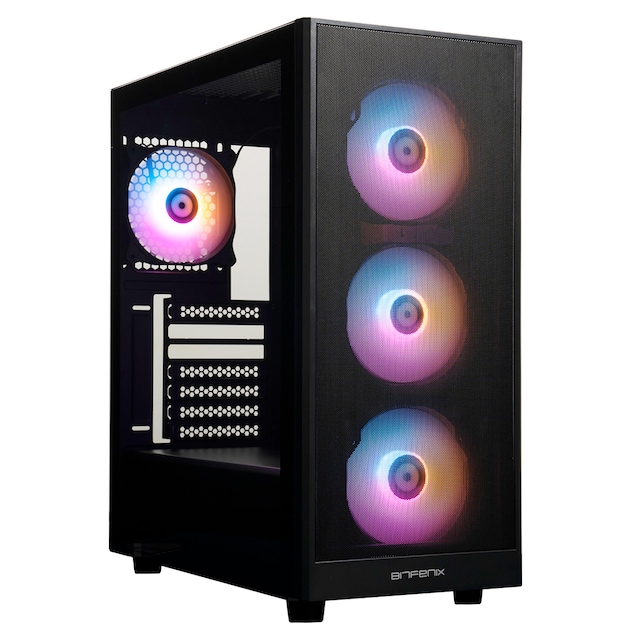 BitFenix GRAFI FAN BFC-GRM-KKGSK-4F Mid Tower ATX 4x120mm Fans FRGB Black Tempered Glass Mesh Front