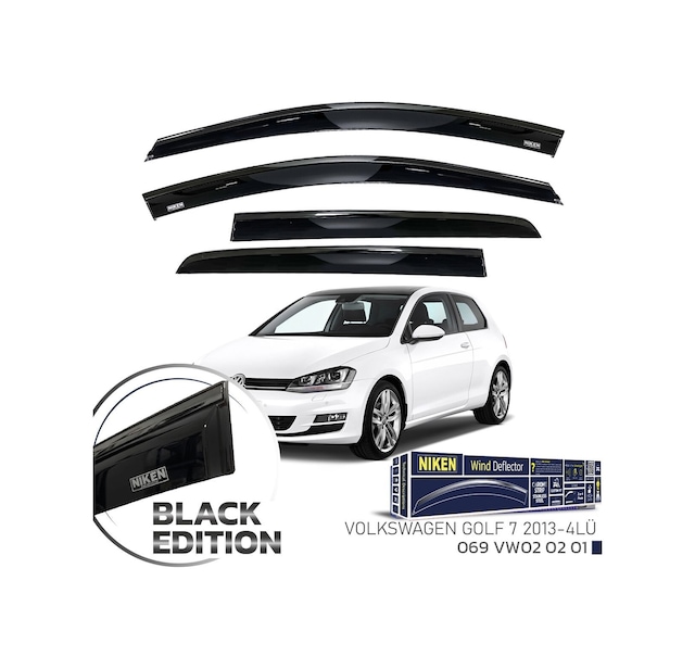 Niken Vw Golf 7 Cam Rüzgarlığı Siyah Kromlu Black Edition Niken 2013 / 2020