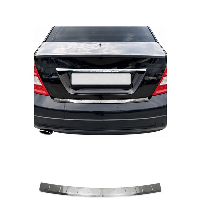 Mercedes C Serisi S204 2007-2014 Uyumlu Krom Arka Tampon Eşiği Paslanmaz Çelik Taşlı Mat