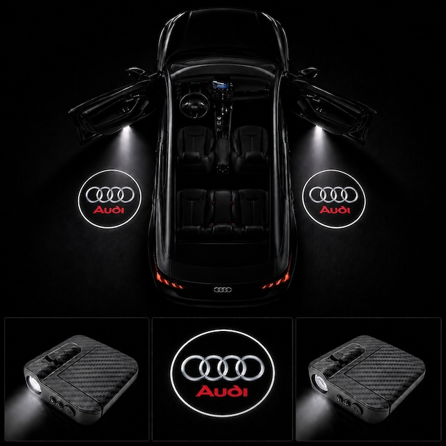 Audi Kapı Altı Logo Projektör Led Işığı 2'li Set Pilli Kablosuz Kapı Karşılama Lambası