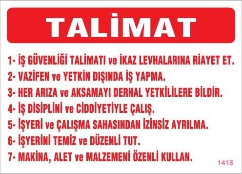 Buradabulabilirsin İş Güveliği Talimatları Levhası 25x35 Kod:1418 Nl