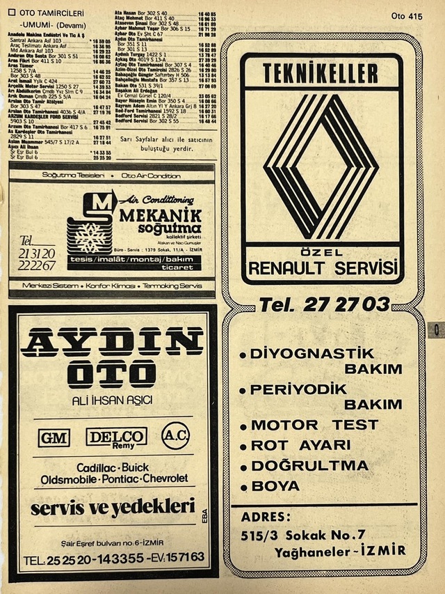 İzmir 1982-1983 Meslek Reklam İlanı Efemera S415 Teşhir Ürün