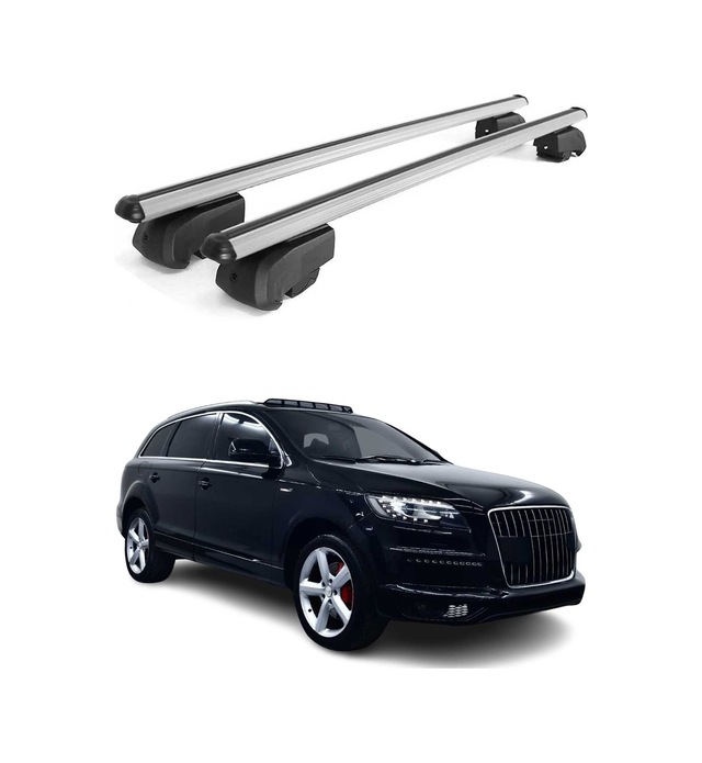 Audi Q7 2006-2015 Arası Uyumlu Port Bagaj Taşıyıcı Ara Atkı Alüminyum Gümüş 2 Parça